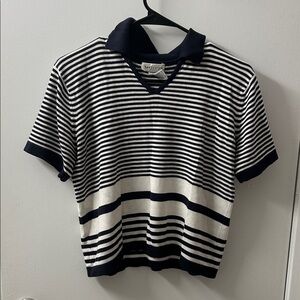 Van Heusen Navy and White Striped Top